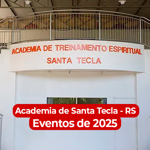 Formato mobile site 600x600 5 Programação de Seminários e Eventos para 2025 - Academia de Treinamento Espiritual da Seicho-No-Ie de Santa Tecla - RS Localizada em Gravataí, município a 50 km de Porto Alegre (RS), esta Academia recebe pessoas da região sul do Brasil (Rio Grande do Sul, Santa Catarina, principalmente) e de países do Cone Sul. A Academia de Santa Tecla possui um salão com capacidade para 600 pessoas, estacionamento, refeitório, alojamentos feminino e masculino, lanchonete e livraria.