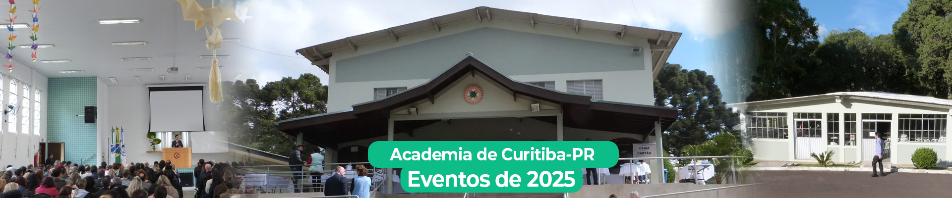 Banner desktop 1920x400 2 Programação de Seminários e Eventos para 2025 - PR A Academia está localizada na região metropolitana de Curitiba – Fazenda Rio Grande e tem uma estrutura aconchegante com 02 salões, alojamentos, refeitório e estacionamento. Nas refeições são servidos alguns temperos e verduras colhidos na horta local, cultivada por voluntários. Além disso, a Academia conta com uma rica área verde, permitindo aos participantes um contato com a natureza, apreciando bela paisagem e a vivência da unidade entre todos os seres.