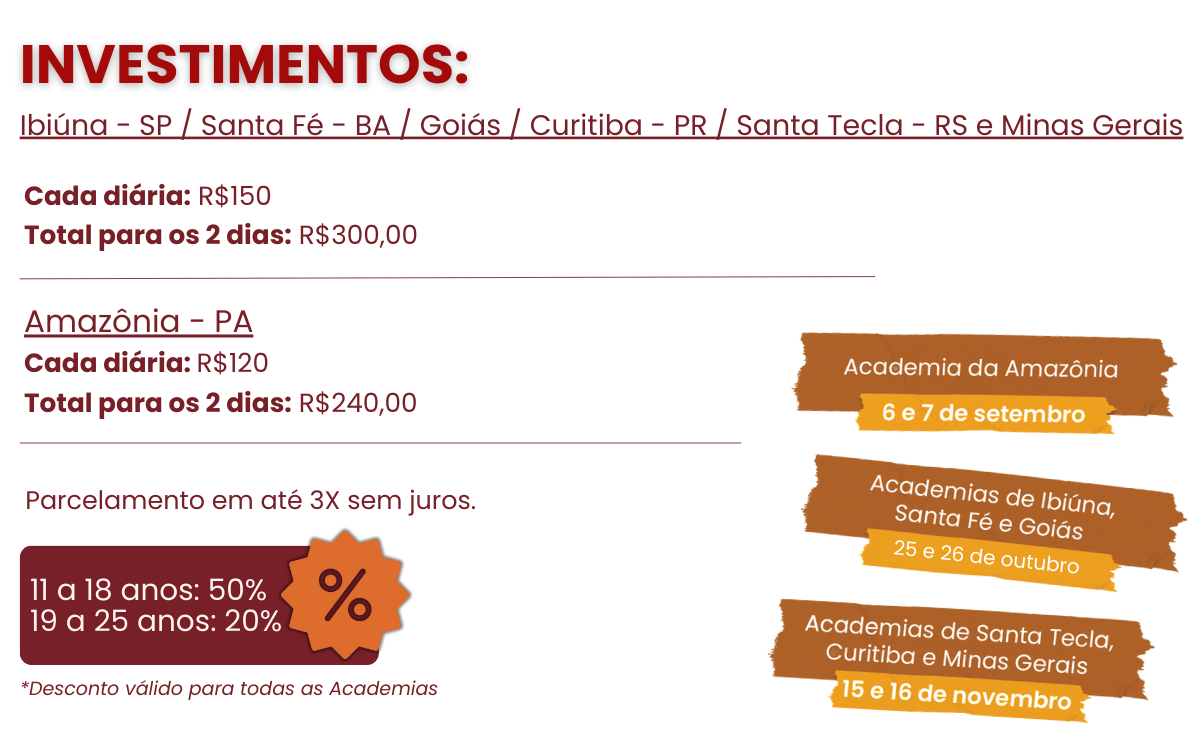 DJC 10 Seminário para Jovens - Gratidão aos Pais Clique aquiACADEMIA DE IBIÚNA